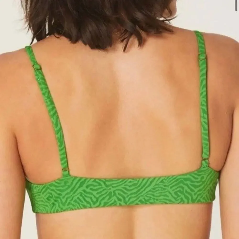 Andie Swim Molokai Zebra Jacquard Bikini Top Holly Green Size Large NWT